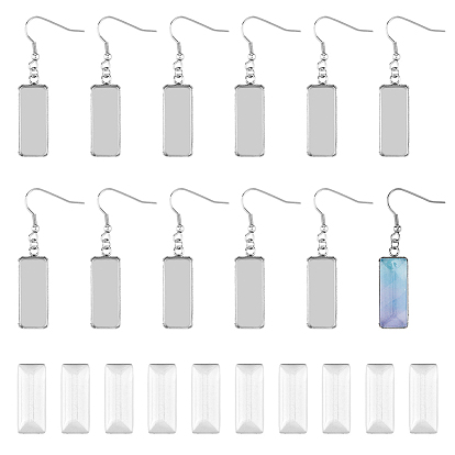 Набор для самостоятельного изготовления сережек в форме прямоугольного купола, в том числе 304 серьги из нержавеющей стали, Кабошоны из стекла