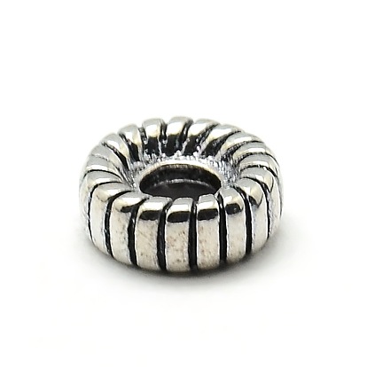 Large Hole Tibetan Style Alloy Tyre European Beads, 8x4mm, Hole: 3mm