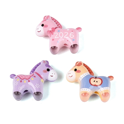 Printed Opaque Acrylic Beads, Horse