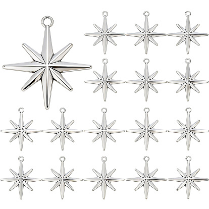 20Pcs Tibetan Style Alloy Pendants, Star Charms