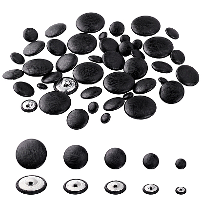 50 шт. 5 стили 1 пуговицы из искусственной кожи с отверстием под алюминий, плоско-круглые