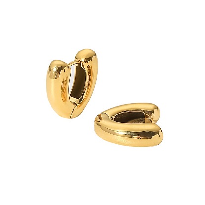 18K Gold Plated Geometric Titanium Steel Heart-shaped Earrings for Women, Fashionable and Versatile Ear Jewelry.