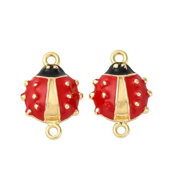 Латунные красные и черные эмалевые соединительные подвески, божья коровка ссылки, стойки покрытие, долговечный, без кадмия и без свинца