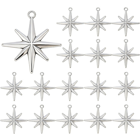 20Pcs Tibetan Style Alloy Pendants, Star Charms