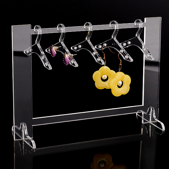 Акриловый дисплей серьги стойки, органайзер для сережек в форме вешалки с 5 вешалками