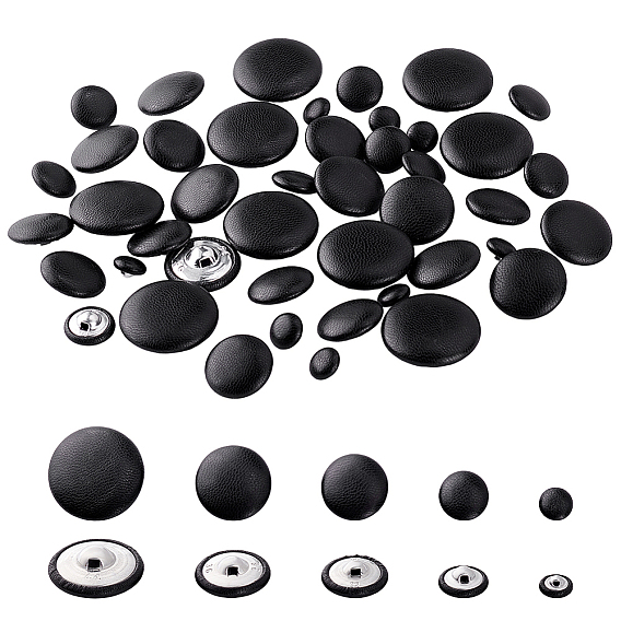 50 шт. 5 стили 1 пуговицы из искусственной кожи с отверстием под алюминий, плоско-круглые