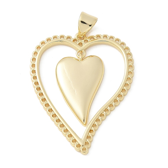 Латунные подвески, сердце, стойки покрытие, долговечный, без свинца и без кадмия