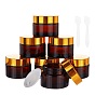 Glass Cream Jar, with PP Screw Cover and Face Mask Cream Spoon Plastic Stick, Refillable Cosmetic Bottle, Column