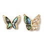 Подвески-бабочки из натуральной ракушки пауа, с латунными микропаве прозрачных кубических цирконий