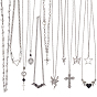 12 шт. 12 стильные ожерелья с подвесками в виде сердца, креста, бабочки и летучей мыши из сплава с эмалью и стразами, железные шипы звенья цепи штабелируемые ожерелья для женщин