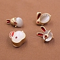 Easter Alloy Enamel Pendants, with Cat Eye Beads, Rabbit
