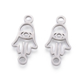 201 Stainless Steel Links, Manual Polishing, Hamsa Hand/Hand of Miriam with Eye