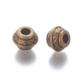 Tibetan Style Alloy Spacer Beads, Lead Free and Cadmium Free, 9mm in diameter,7 mm thick, hole: 3.5 mm
