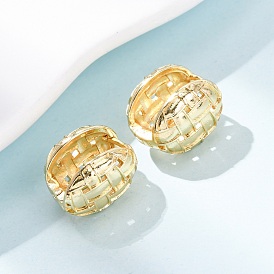 Плетеные овальные серьги-кольца из латуни, долговечный, стойки покрытие, без свинца и без кадмия