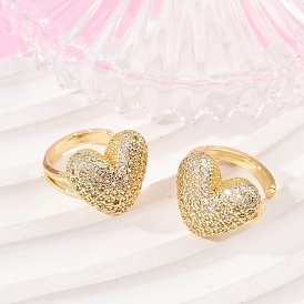Латунные серьги-манжеты из прозрачного кубического циркония, сердце