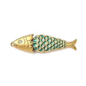 304 из нержавеющей стали большие кулоны, с горным хрусталем эмали, рыба