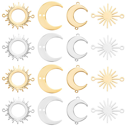 32 шт. 8 стили подвески-подвески из нержавеющей стали с полыми соединителями, ссылки на луну и солнце