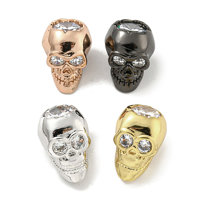 Латунные микропаве из прозрачного кубического циркония, без кадмия, без никеля и без свинца, череп