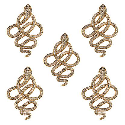5Pcs Brass Micro Pave Cubic Zirconia Pendants, Snake
