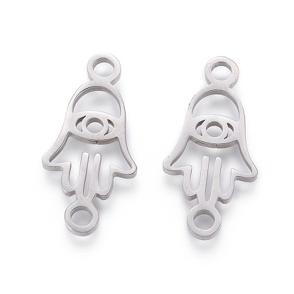 201 Stainless Steel Links, Manual Polishing, Hamsa Hand/Hand of Miriam with Eye