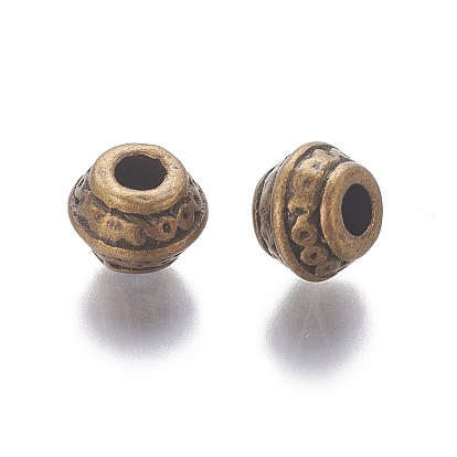 Tibetan Style Alloy Spacer Beads, Lead Free and Cadmium Free, 9mm in diameter,7 mm thick, hole: 3.5 mm