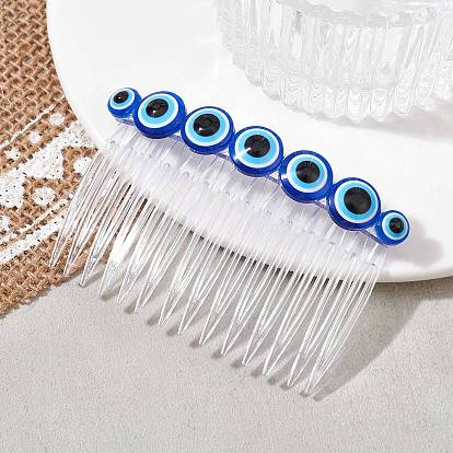 Resin Evil Eye Bead & Plastic Hair Combs, for Women Girls