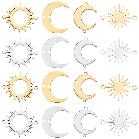 32 шт. 8 стили подвески-подвески из нержавеющей стали с полыми соединителями, ссылки на луну и солнце