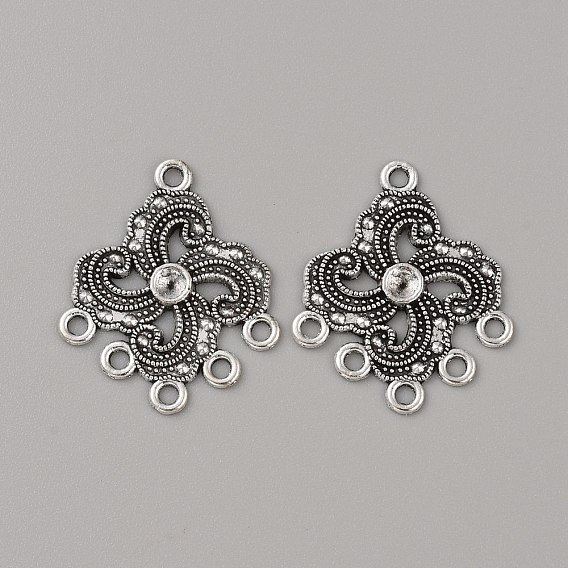Tibetan Style Zinc Aolly Connector Rhinestone Settings, Chandelier Component Links, Antique Silver