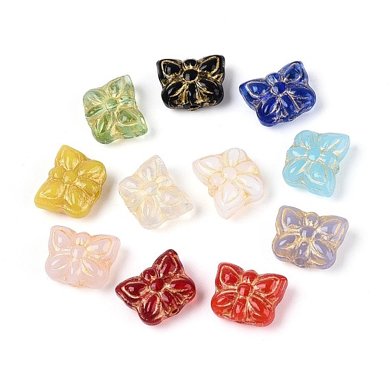 Стеклянные бусины смешанных стилей, бабочка, золотой металл обвитыми