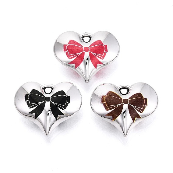 Непрозрачные акриловые подвески, подвески в виде сердца и банта