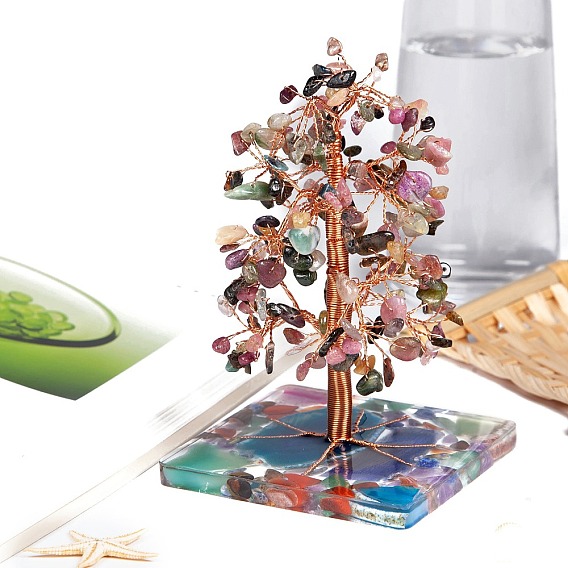 Украшения из натурального драгоценного камня дерево жизни, Медная проволока, энергетический камень фэн-шуй, подарок для женщин и мужчин, медитация