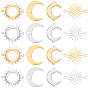 32 шт. 8 стили подвески-подвески из нержавеющей стали с полыми соединителями, ссылки на луну и солнце