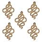 5Pcs Brass Micro Pave Cubic Zirconia Pendants, Snake