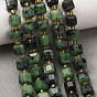 Natural Ruby in Zoisite Beads Strands, Faceted Table Cut Cube Beads, with Seed Beads
