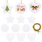 12шт. 3 стили фарфоровых заготовок для подвесок, изготовленных методом сублимационной термотрансферной печати, с джутовыми шнурами, для рождественского украшения