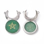 Gemstone Connector Charms, Cattle Head Links with Star, with Rack Plating Platinum Tone Brass Findings, Cadmium Free & Lead Free