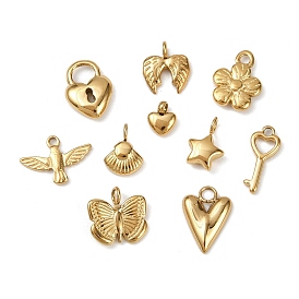 304 прелести нержавеющей стали, сердце/ключ/звезда/цветок, золотые