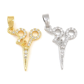 Pendentifs en laiton zircon cubique transparent, breloques en forme de ciseaux
