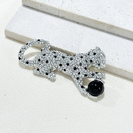 Leopard Plastic Brooch, Alloy with Rhinestone Brooch for Backpack Clothes