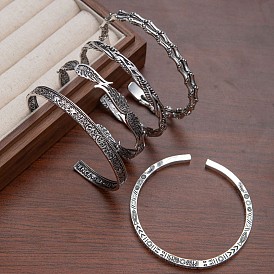 Браслеты-манжеты из сплава для женщин и мужчин, античное серебро