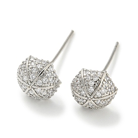 Brass Umbrella
 Stud Earrings with Clear Cubic Zirconia for Women