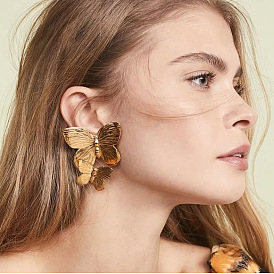 Bold and Creative Animal Alloy Stud Earrings with Metallic Butterfly Design