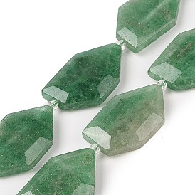 Natural Green Strawberry Quartz Beads Strands, Faceted Nuggets