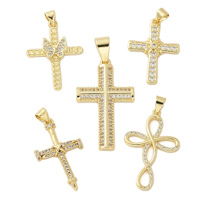 Латунные микро проложить кубического циркония подвески, крестик, стойки покрытие, без кадмия и без свинца, долговечный