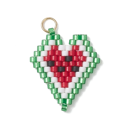 Подвески в форме сердца из стеклянных бусин, с 304 кольцами из нержавеющей стали, реальный 18 k позолоченный