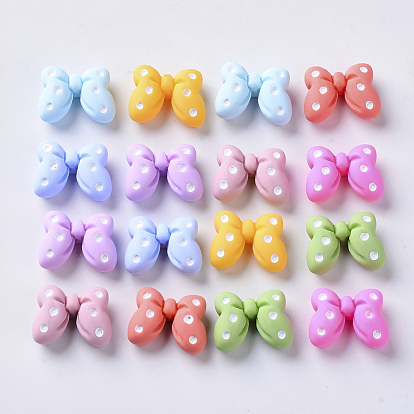 Resin Cabochons, Bowknot with Polka Dot Pattern