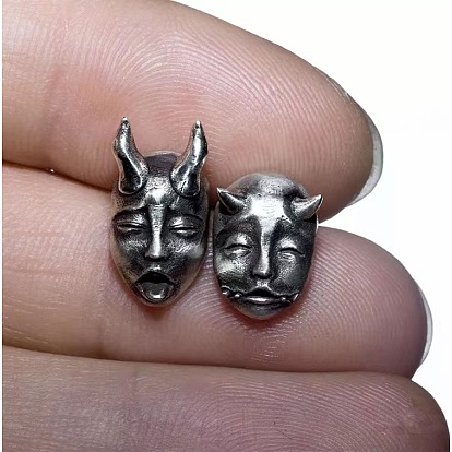 Funny Devil Twin Mask Earrings - Halloween Vintage Ear Studs.