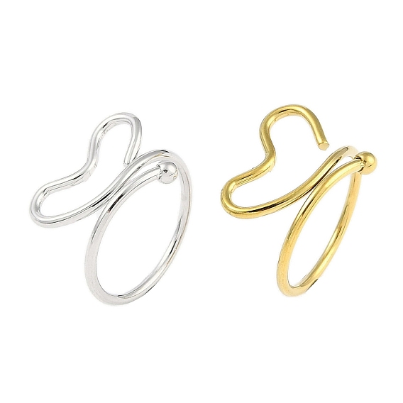 Ионное покрытие (ip) 304 кольцо из нержавеющей стали с открытым сердцем для женщин