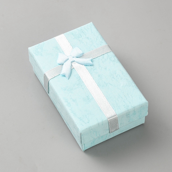 Коробки для хранения украшений из картона с мраморным принтом, прямоугольник с бантом