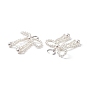 Shell Pearl Braide Big Bowknot Dangle Leverback Earrings, Brass Wire Wrap Jewelry for Women